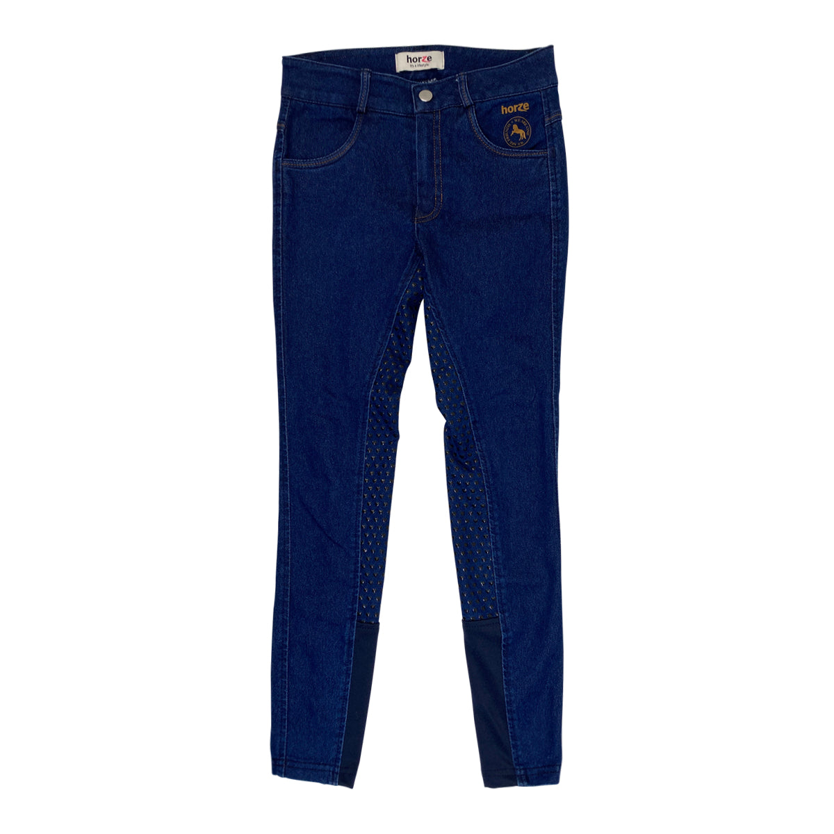 Horze Kids 'Annika' Denim Full Seat Breeches in Dark Wash