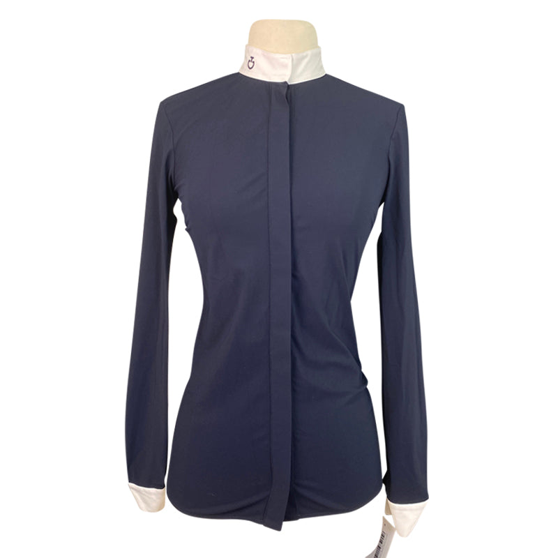 Cavalleria Toscana 'Pleated' Competition Polo in Dark Navy/White