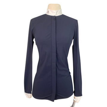Cavalleria Toscana 'Pleated' Competition Polo in Dark Navy/White