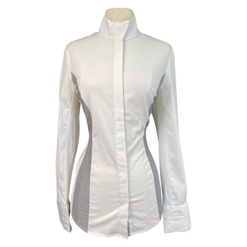 Asmar Equestrian Mesh Panel Show Shirt in White/Grey