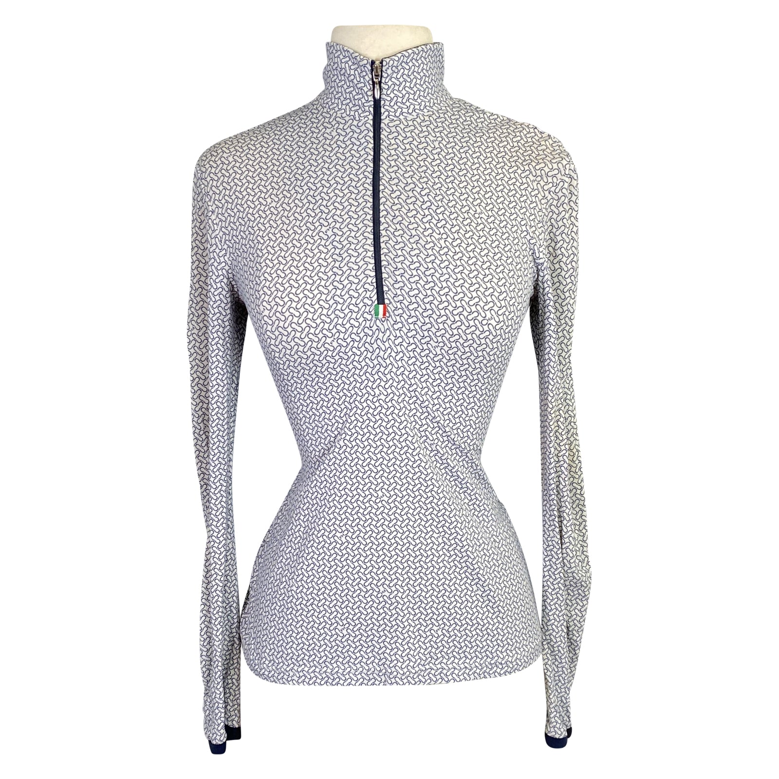 For Horses 'Gioconda' Technical Shirt in Pale Grey/Navy Horseshoes