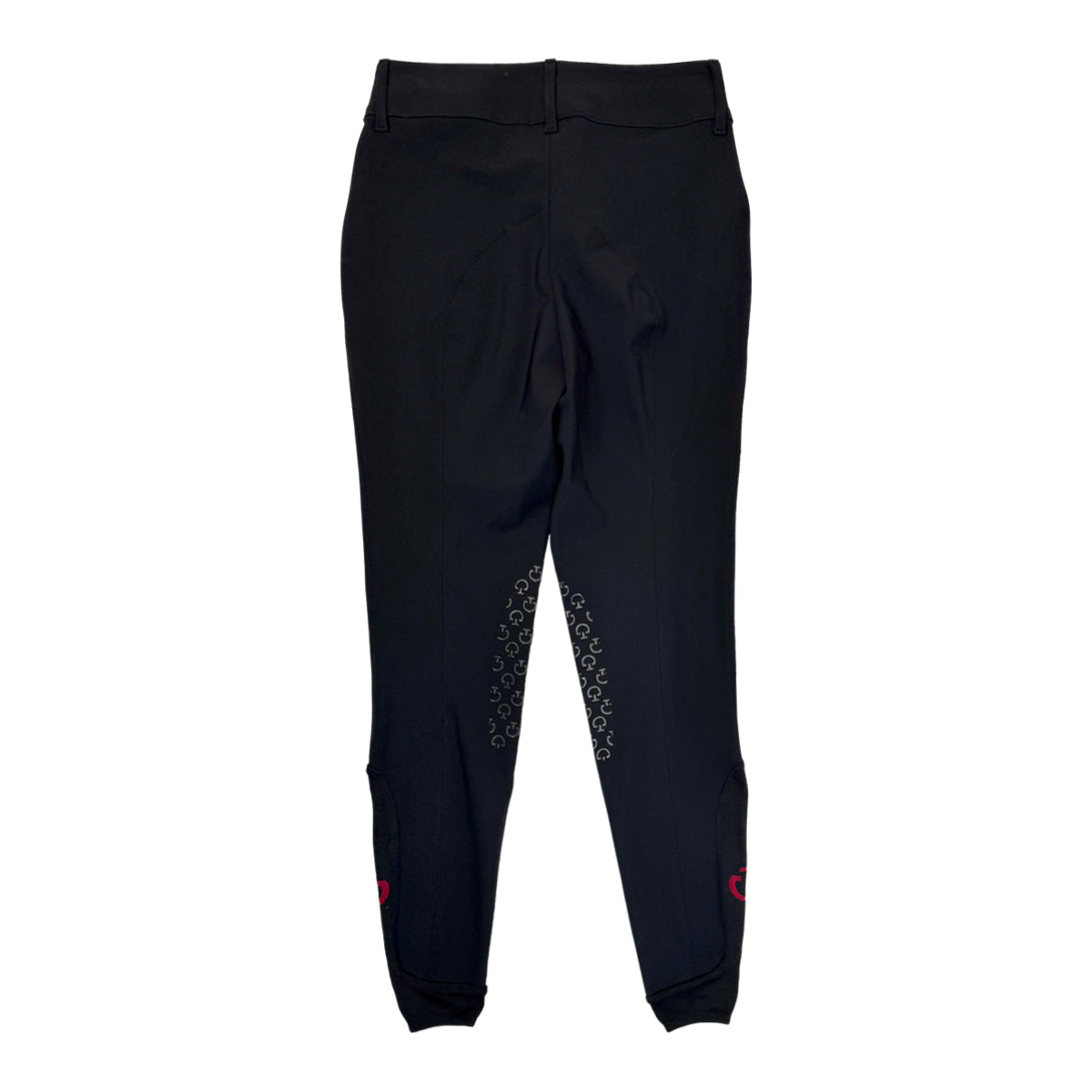 Black pants with decorative elements on a white background