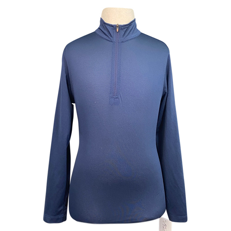 Front of Kerrits Kids 'Ice Fil Lite' Long Sleeve Shirt in Navy - Children's Small