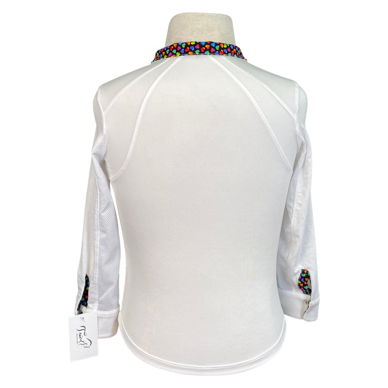 Back of RJ Classics 'Maddie' Show Shirt in White/Rainbow Hearts
