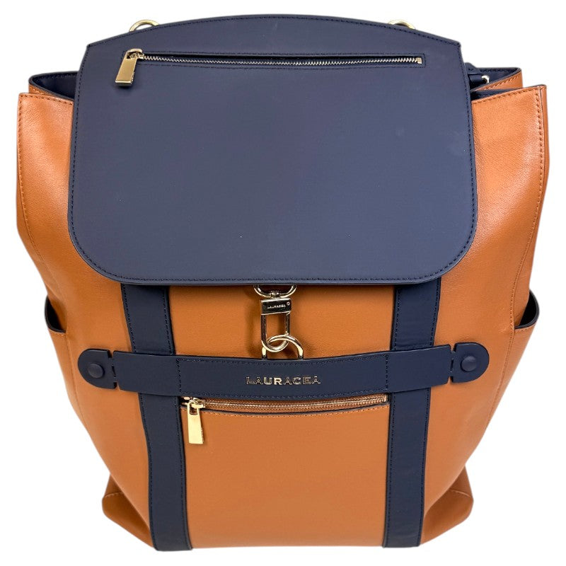 Lauracea Convertible Backpack Tote in Caramel/Navy