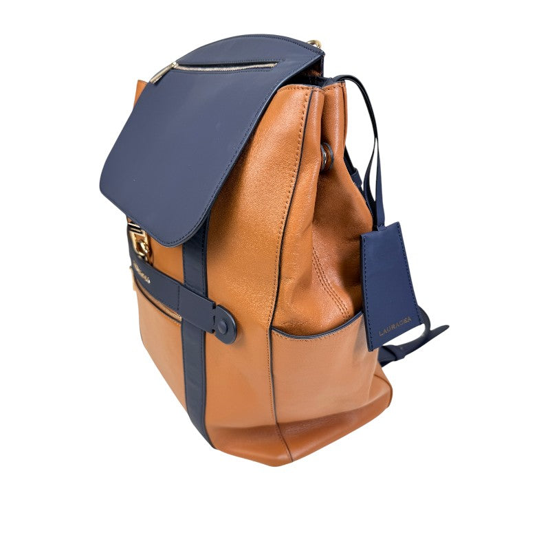Lauracea Convertible Backpack Tote in Caramel/Navy