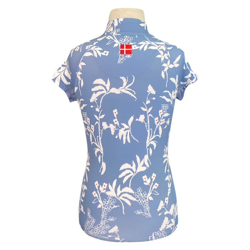 Back of Kastel Denmark Kids Cap Sleeve Shirt in Denim Floral - Children's Medium