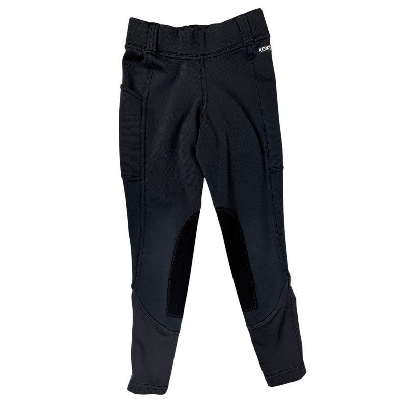 Kerrits Kids Fleece Knee Patch Tights in Black Microcheck 