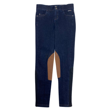 Kerrits Stretch Denim Knee Patch Breeches in Dark Wash