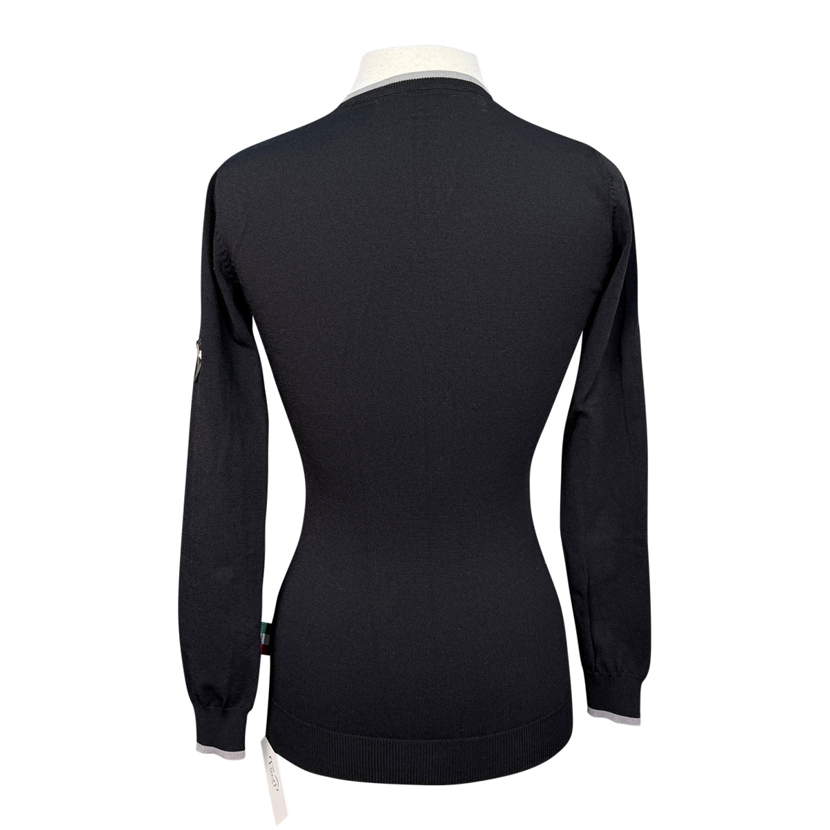 AA Platinum Horseware Classic V-Neck Sweater in Black/Grey - Women&#39;s Small