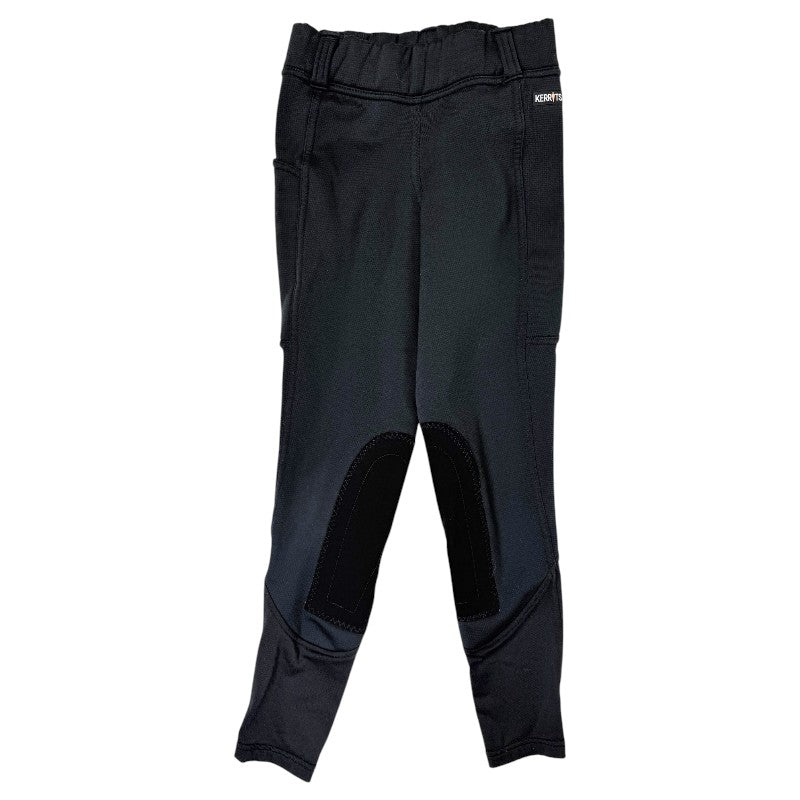 Kerrits Kids Fleece Knee Patch Tights in Black Microcheck