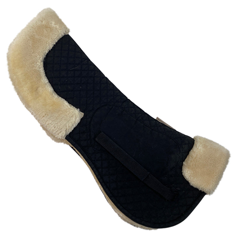 Opposite side of Horze Faux Sheepskin Half Pad in Black/Natural
