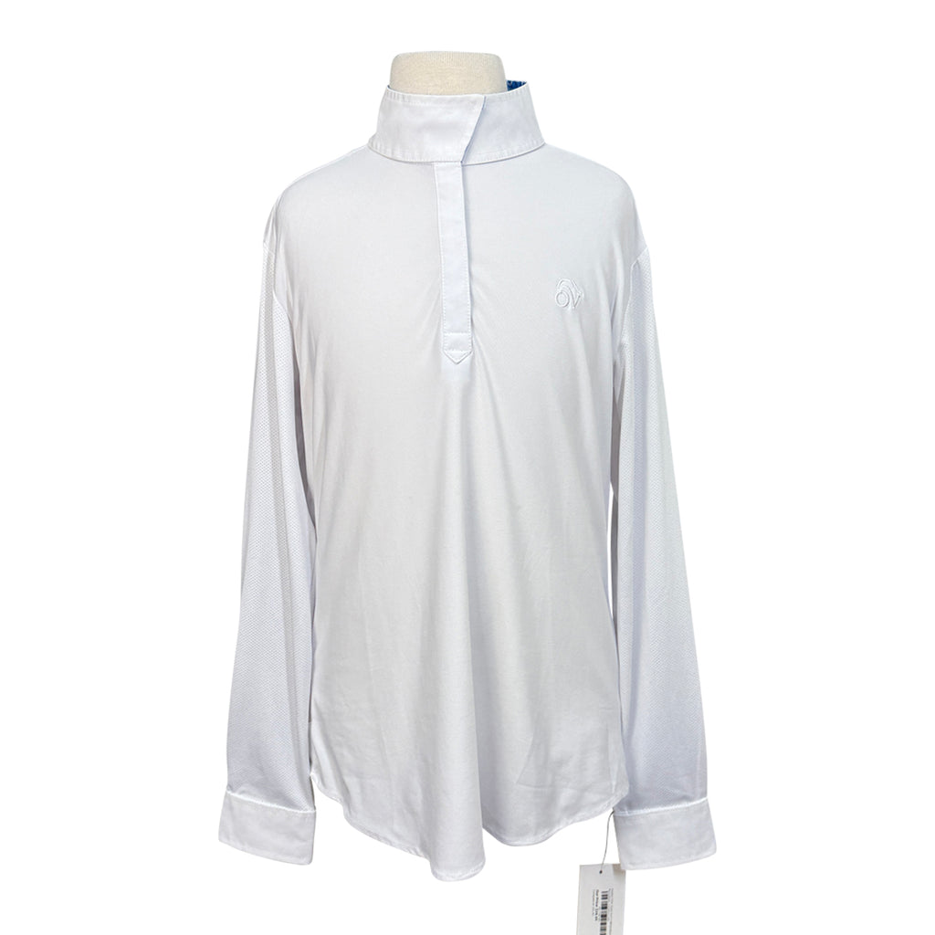 Ovation 'Ellie' Show Shirt in White/Blue Horseshoes