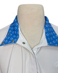 Ovation 'Ellie' Show Shirt in White/Blue Horseshoes
