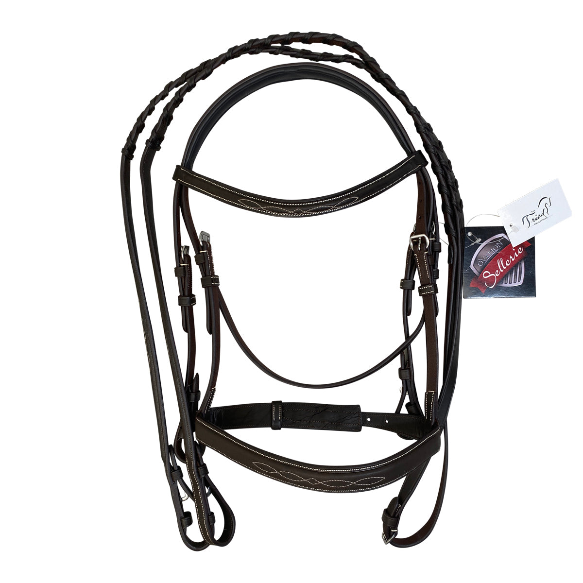 Ovation Classic 'Fancy Stitched Wide Nose Comfort Crown' Bridle in Brown