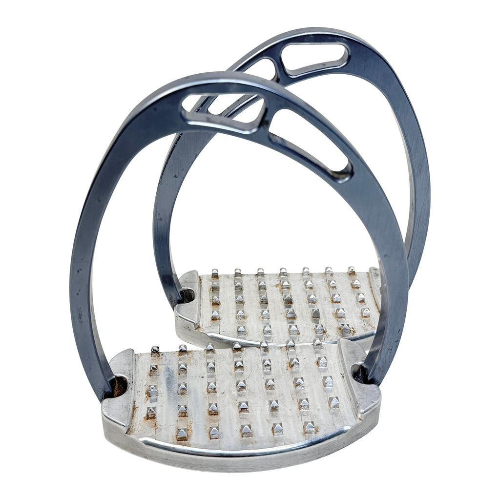 Equitaly Plus Up Force Stirrups in Stainless Steel/Smokey - 4.5