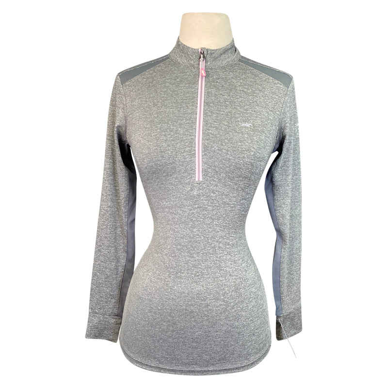 Schockemohle 'Page' Shirt in Grey Heather/Pink Accents