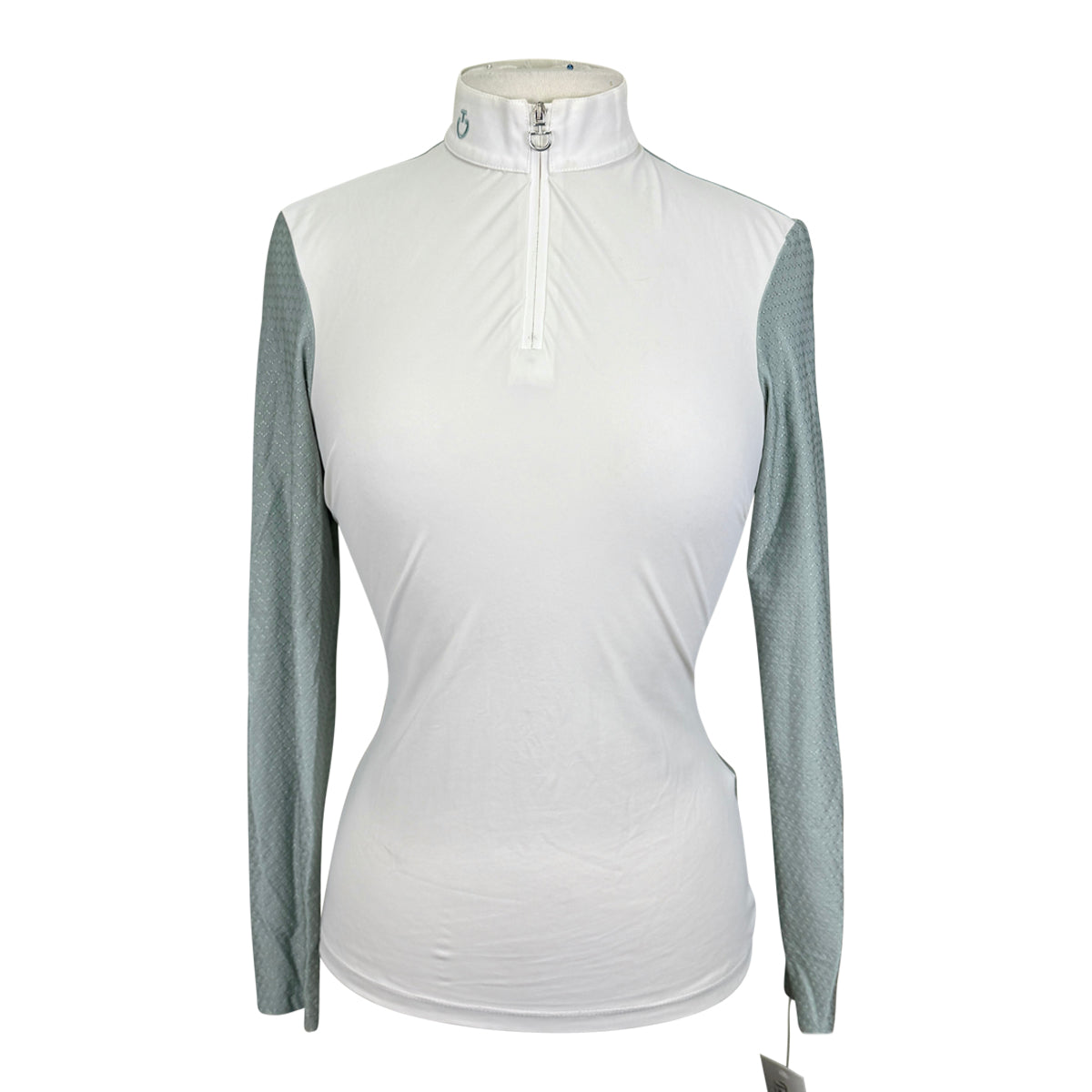 Cavalleria Toscana Perforated Training Polo in White/Sage