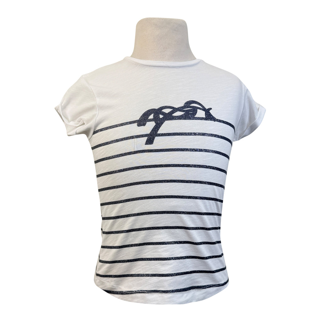 Penelope 'Harlem' Lurex T-Shirt in White and Navy