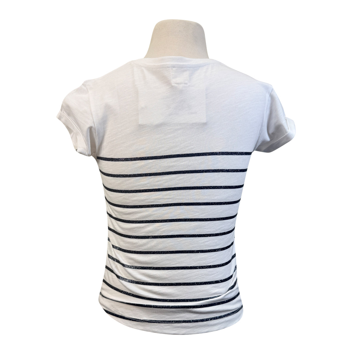 Penelope 'Harlem' Lurex T-Shirt in White and Navy