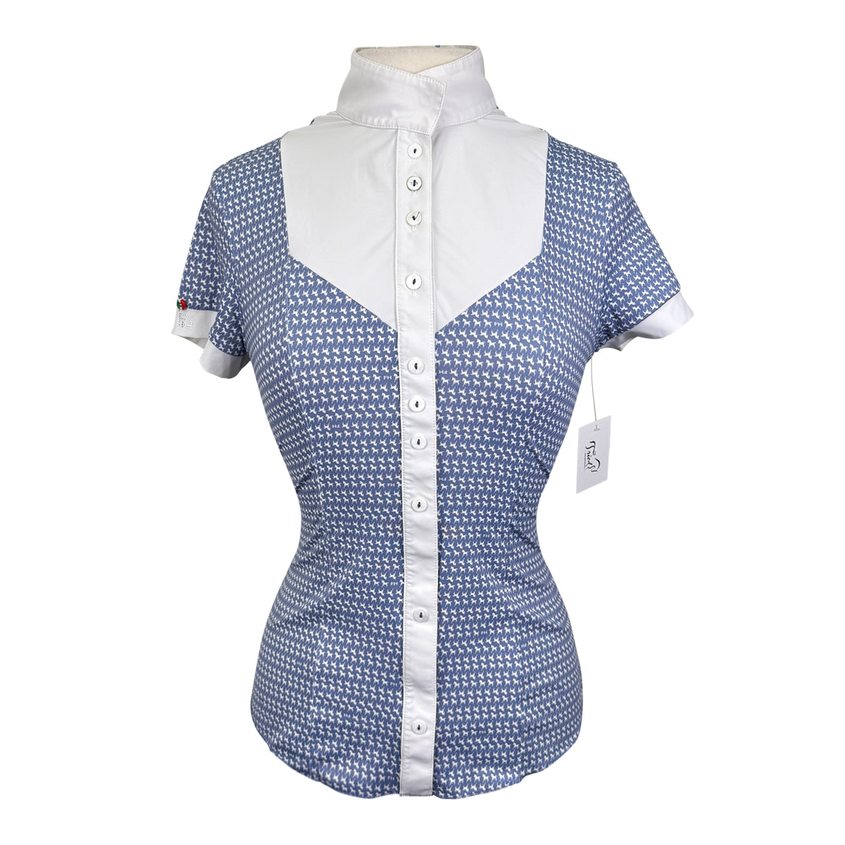For Horses 'Gloria' Technical Show Shirt in Blue/White Horses