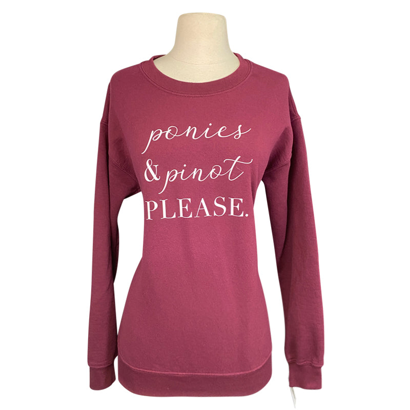 'Ponies & Pinot' Crewneck Sweatshirt in Burgundy