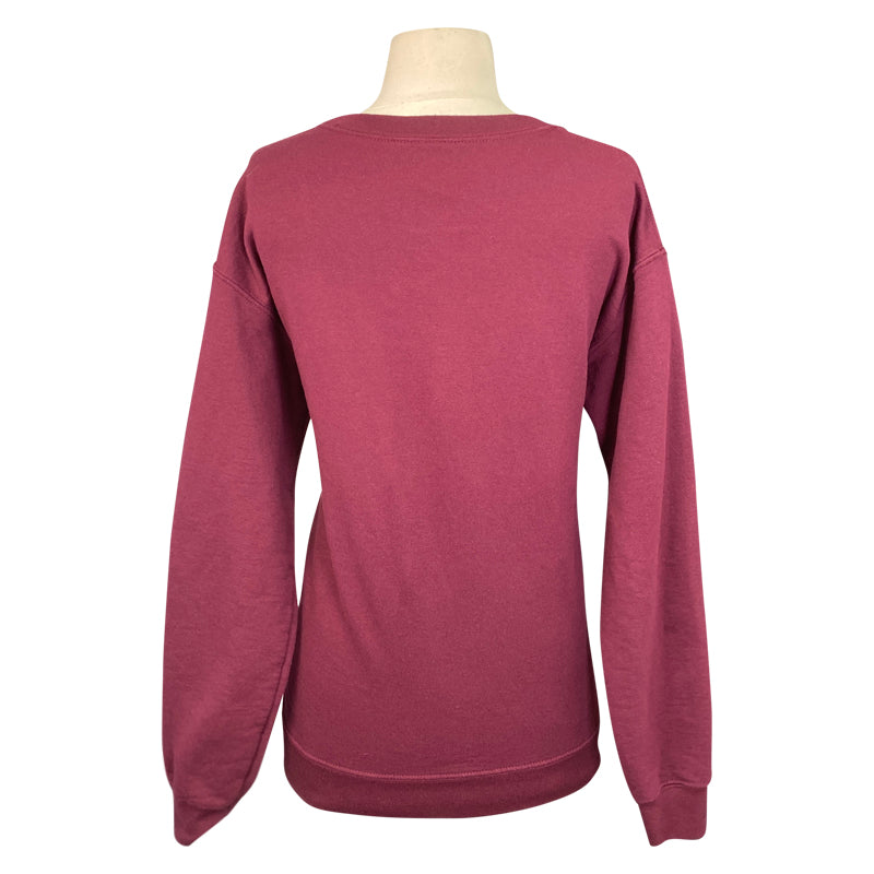 Back of 'Ponies & Pinot' Crewneck Sweatshirt in Burgundy