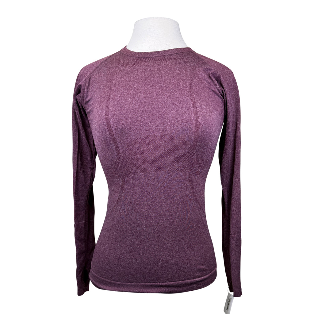Barn Babe Long Sleeve Seamless Schooling Top in Burgundy