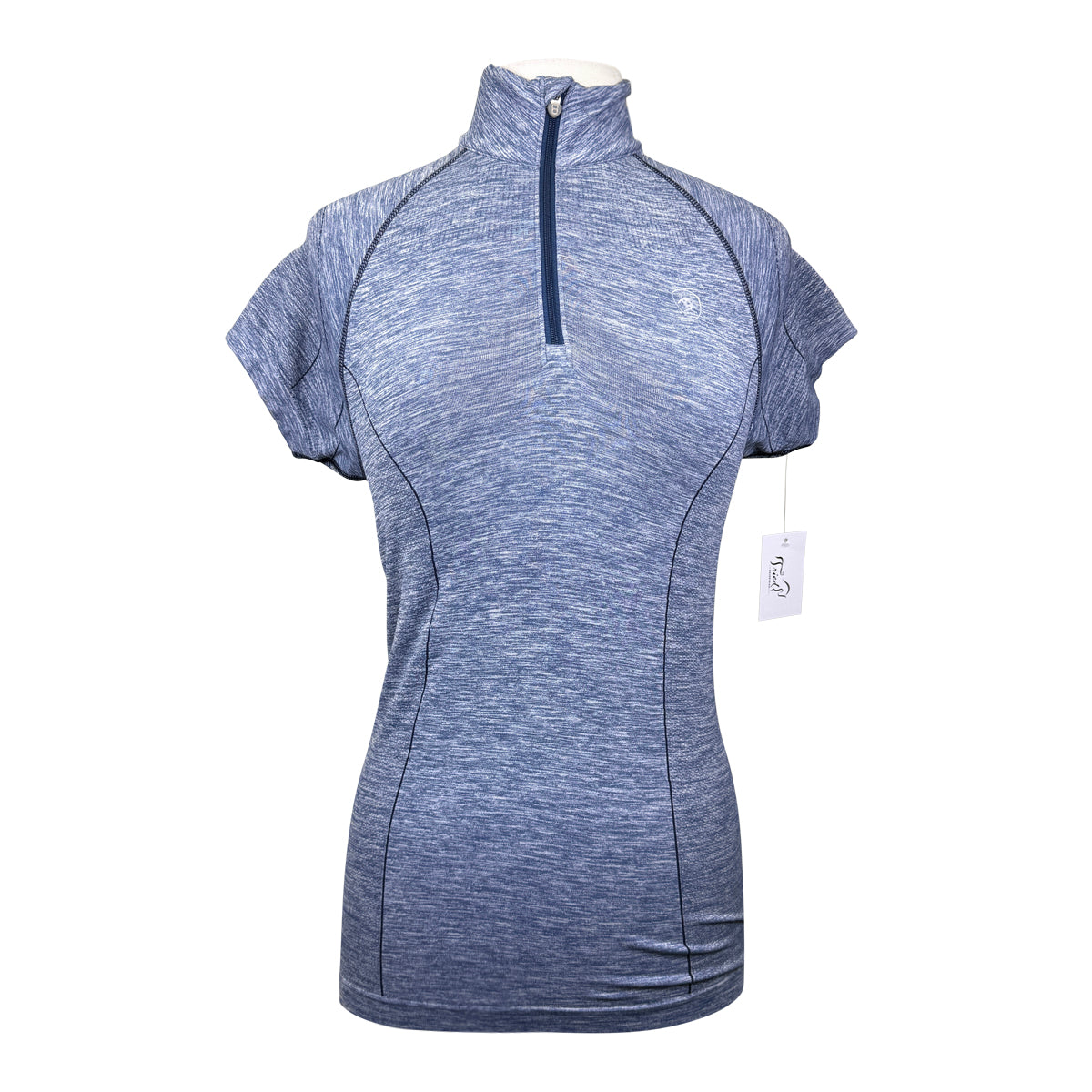 Ariat TEK Heat Series 1/4 Zip Short Sleeve Shirt in Blue Heather