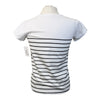 Penelope 'Harlem' Lurex T-Shirt in White and Navy
