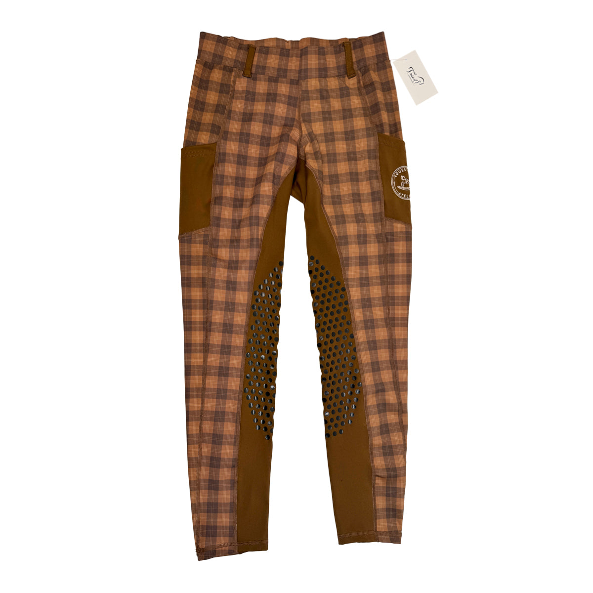 Equestriess Atelier Knee Patch Tights in Brown Plaid 