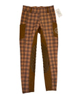Equestriess Atelier Knee Patch Tights in Brown Plaid 