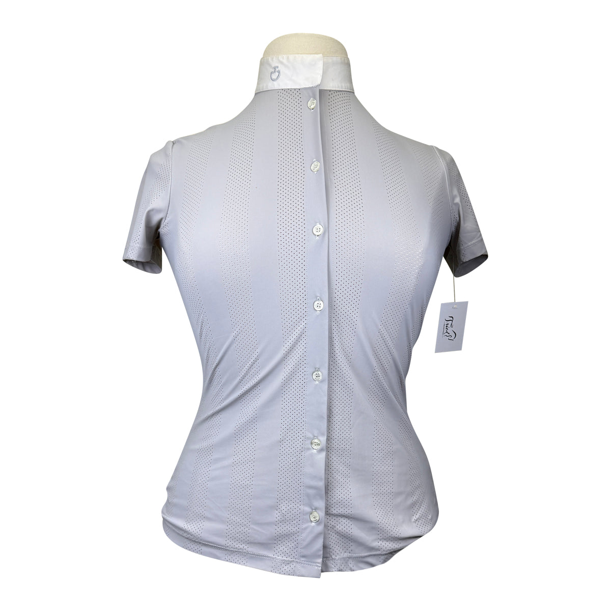 Cavalleria Toscana Perforated Jersey SS Polo in Grey/White