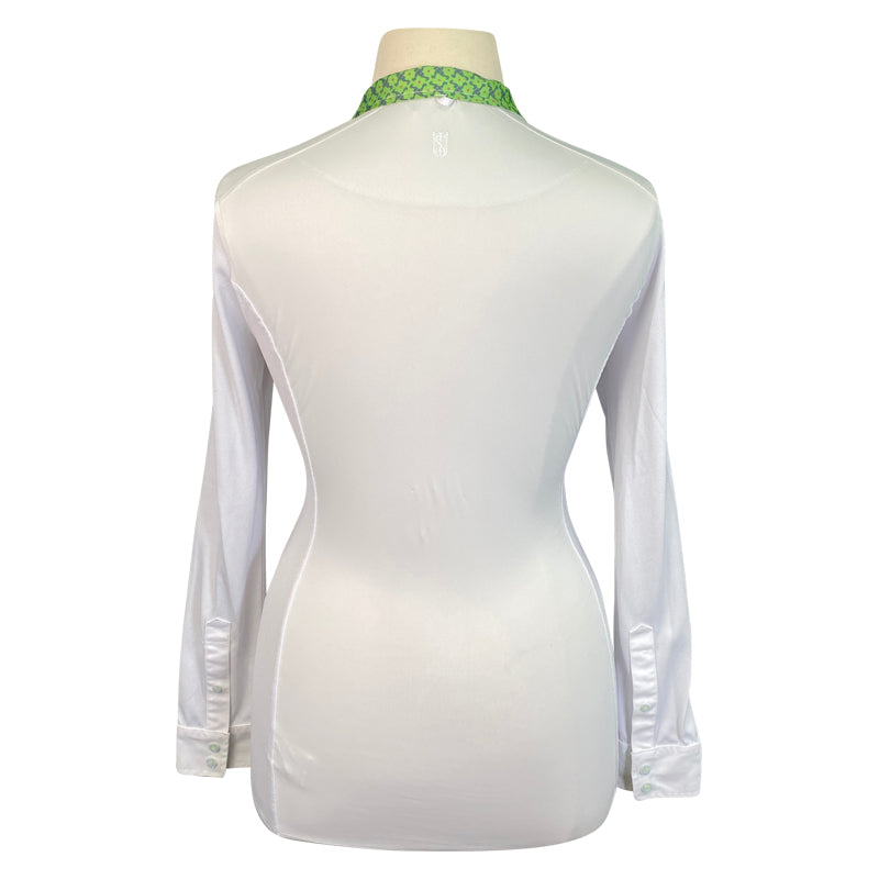 Back of Tredstep Solo Competition Shirt in White/Green