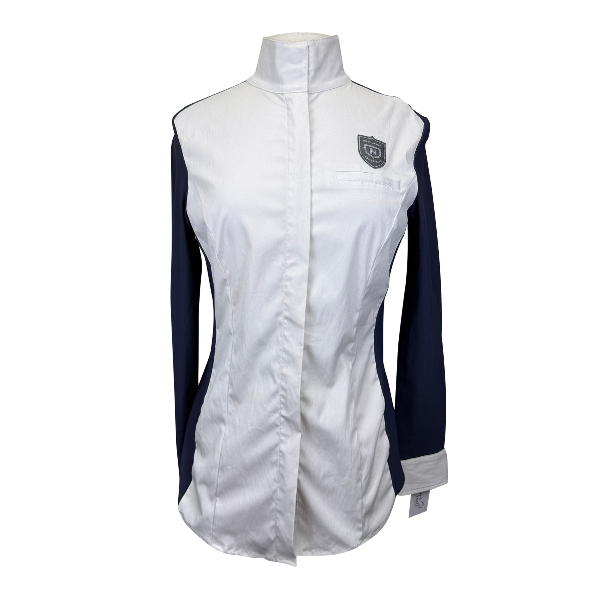 Asmar Equestrian Mesh Long Sleeve Show Shirt in Deep Navy/White