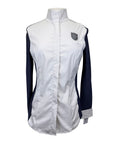 Asmar Equestrian Mesh Long Sleeve Show Shirt in Deep Navy/White