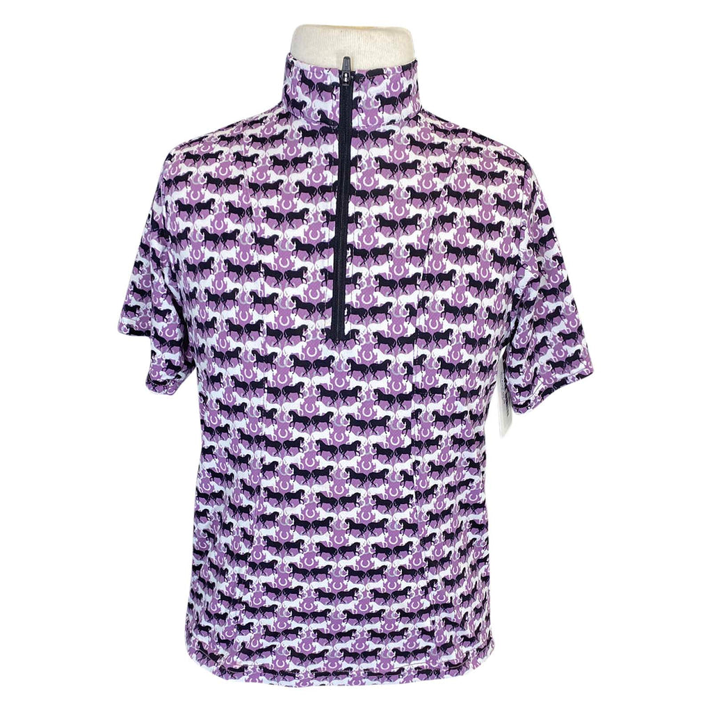 Kerrits Ice Fil Short Sleeve in Purple/Multi Horses - Children's Large
