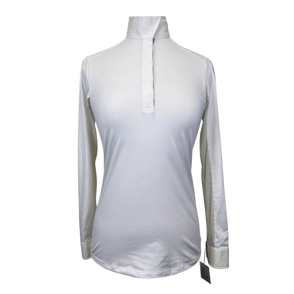 Essex Classics Talent Yarn Long Sleeve Show Shirt in White/Flowering Ivy