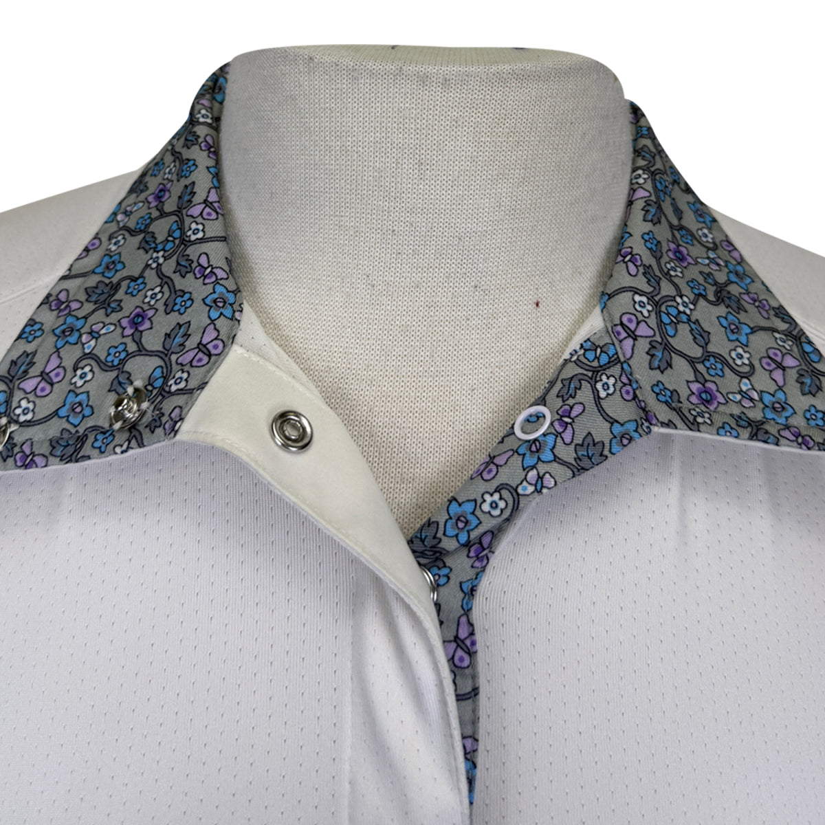 Essex Classics Talent Yarn Long Sleeve Show Shirt in White/Flowering Ivy