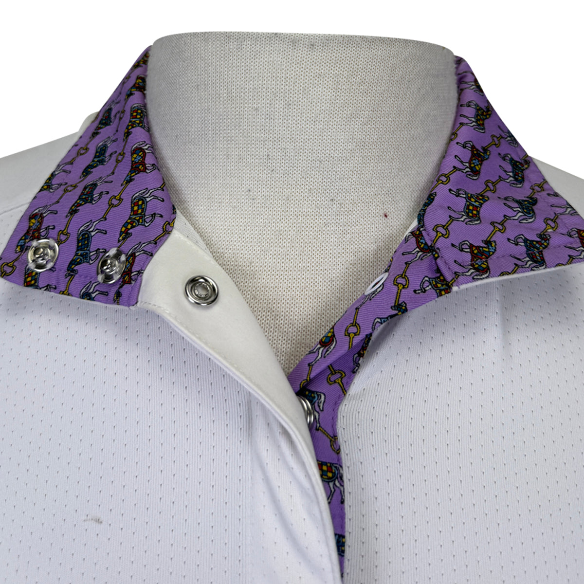 Essex Classics S/S Talent Yarn Show Shirt in White/Knights Horse