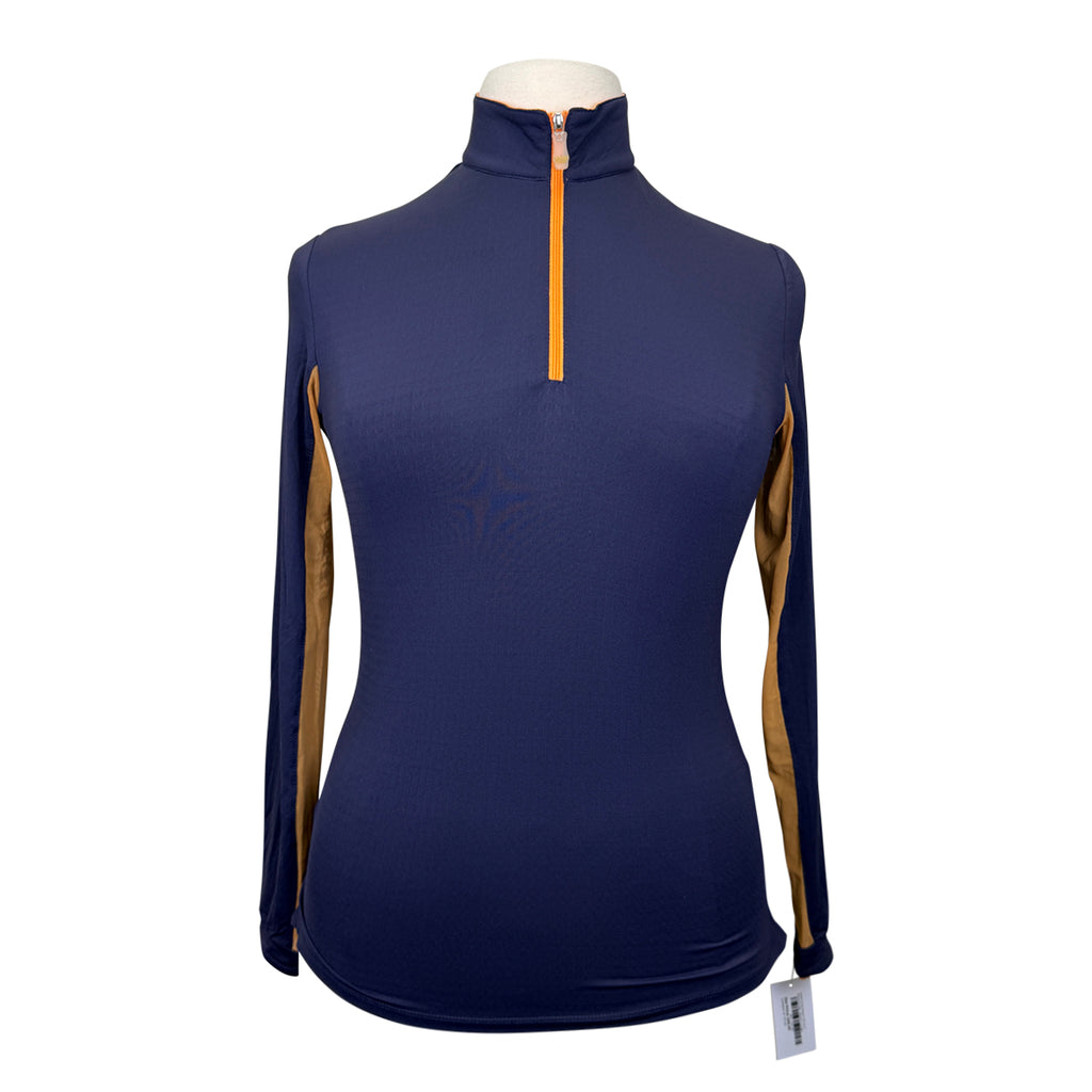 Kastel Long Sleeve 1/4 Zip in Navy/Orange