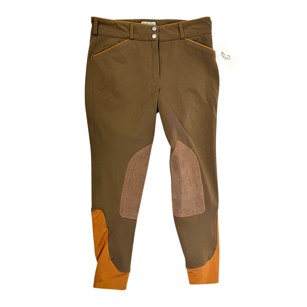 Dover Saddlery Wellesley Classic Piped Knee-Patch Breech in Brown/Orange