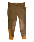 Dover Saddlery Wellesley Classic Piped Knee-Patch Breech in Brown/Orange
