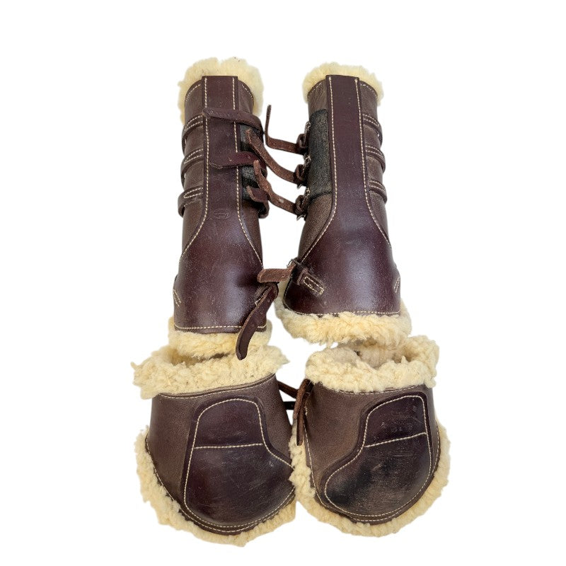 Champion Turf Open Front Eq Boots Set of 4 in Brown/Sheepskin