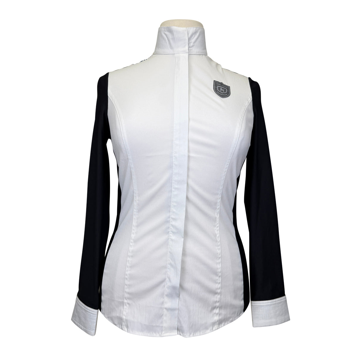 Asmar Equestrian Mesh Long Sleeve Show Shirt in Black &amp; White Stripes