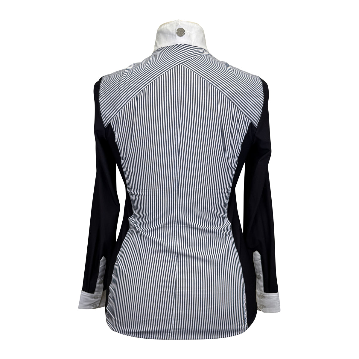 Asmar Equestrian Mesh Long Sleeve Show Shirt in Black &amp; White Stripes