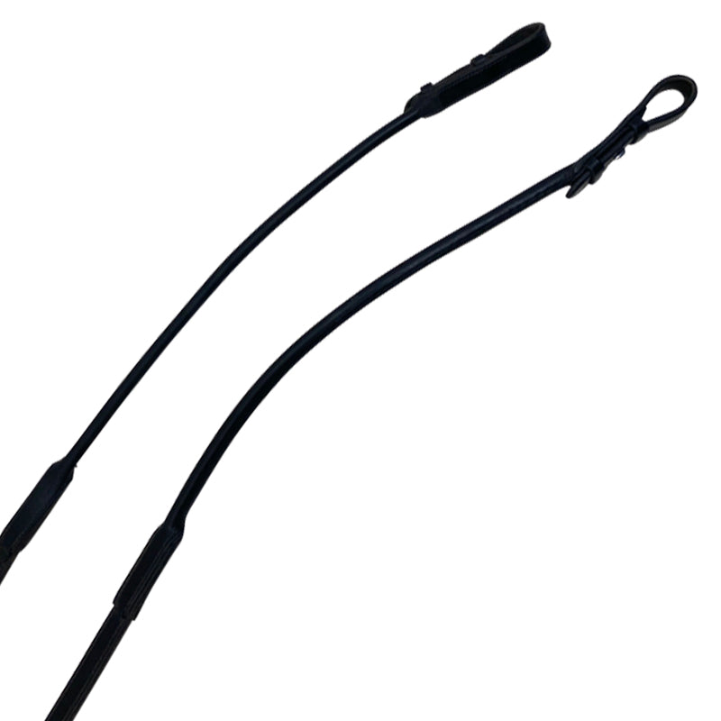 Ends of reins on PS of Sweden 'Passage' Lacquered Double Bridle in Black