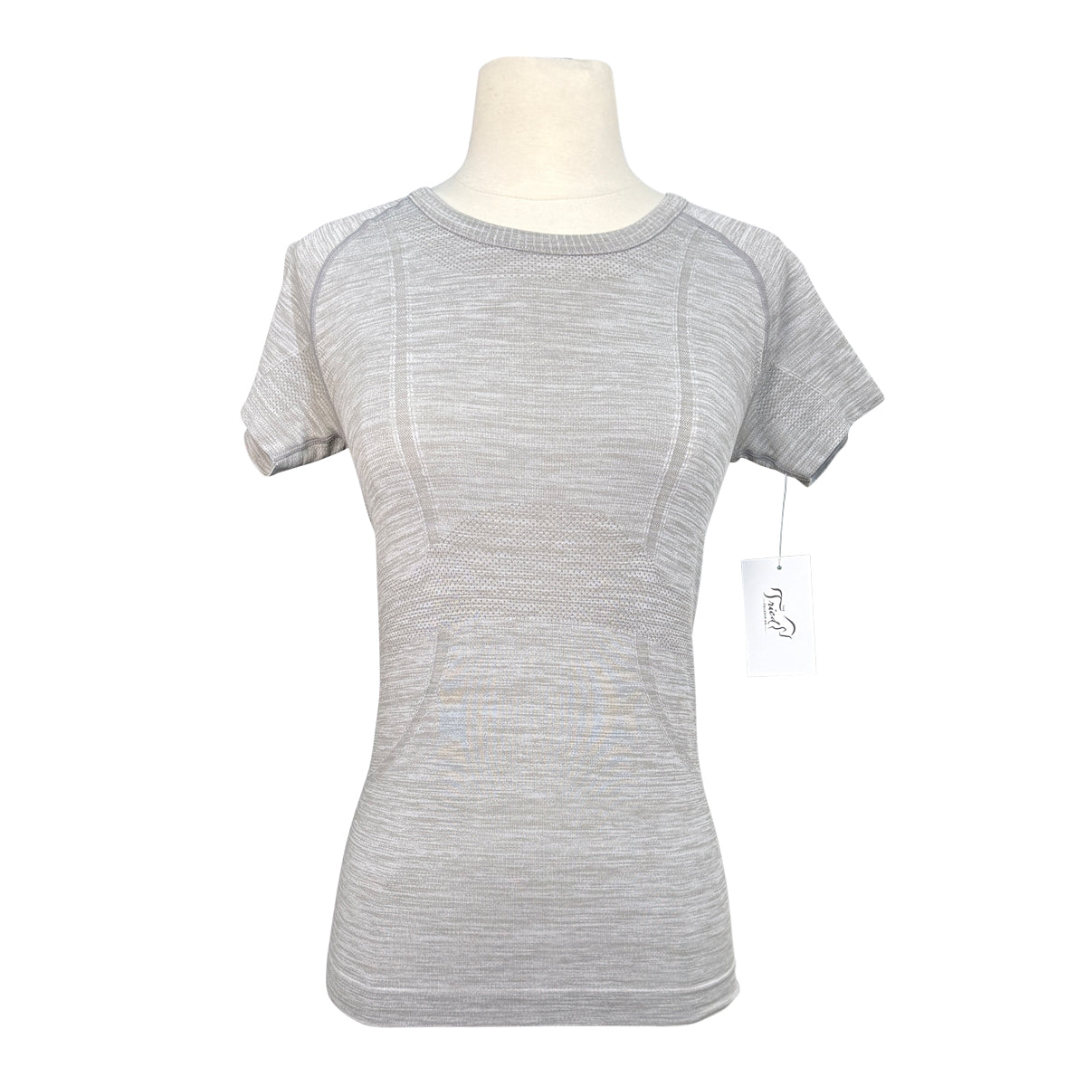 FitEq Short Sleeve Seamless Schooling Top in Heather Grey