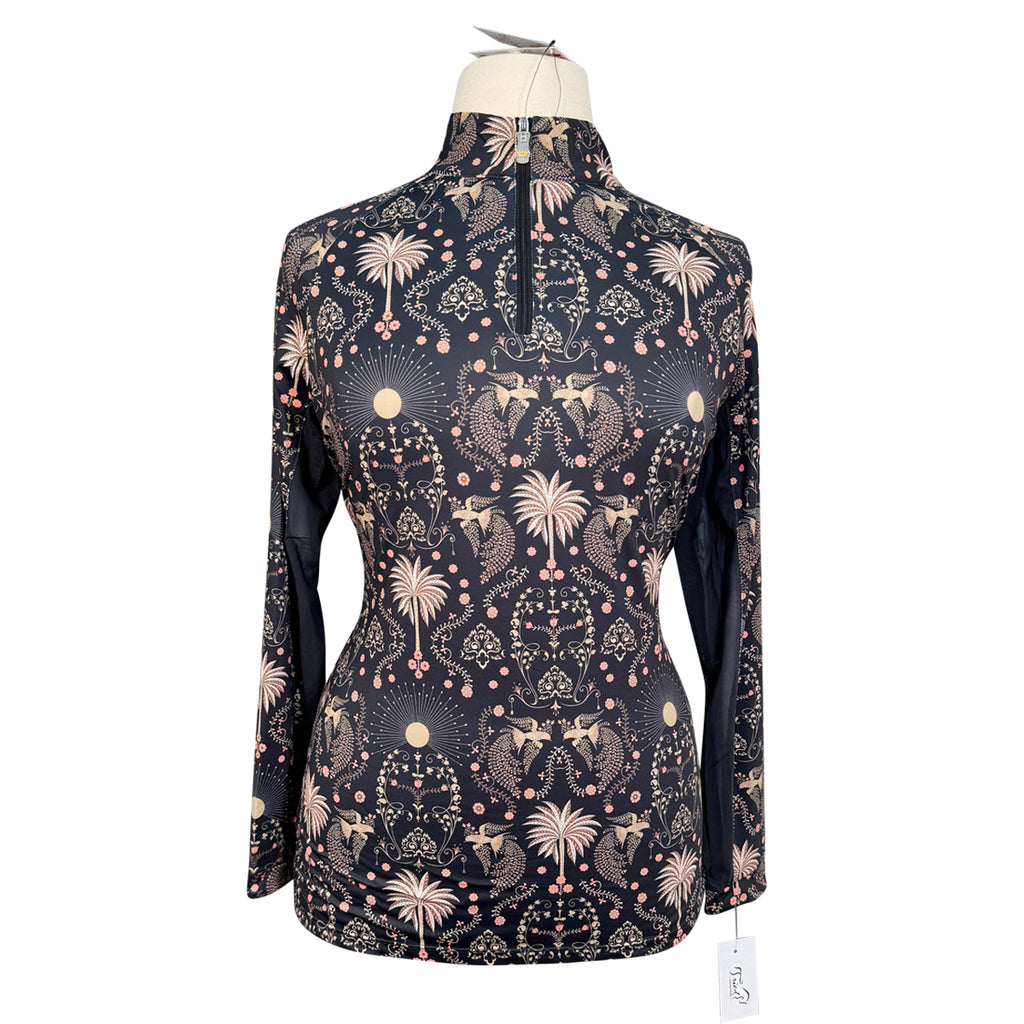 Kastel Long Sleeve 1/4 Zip Shirt in Dark Grey/Floral