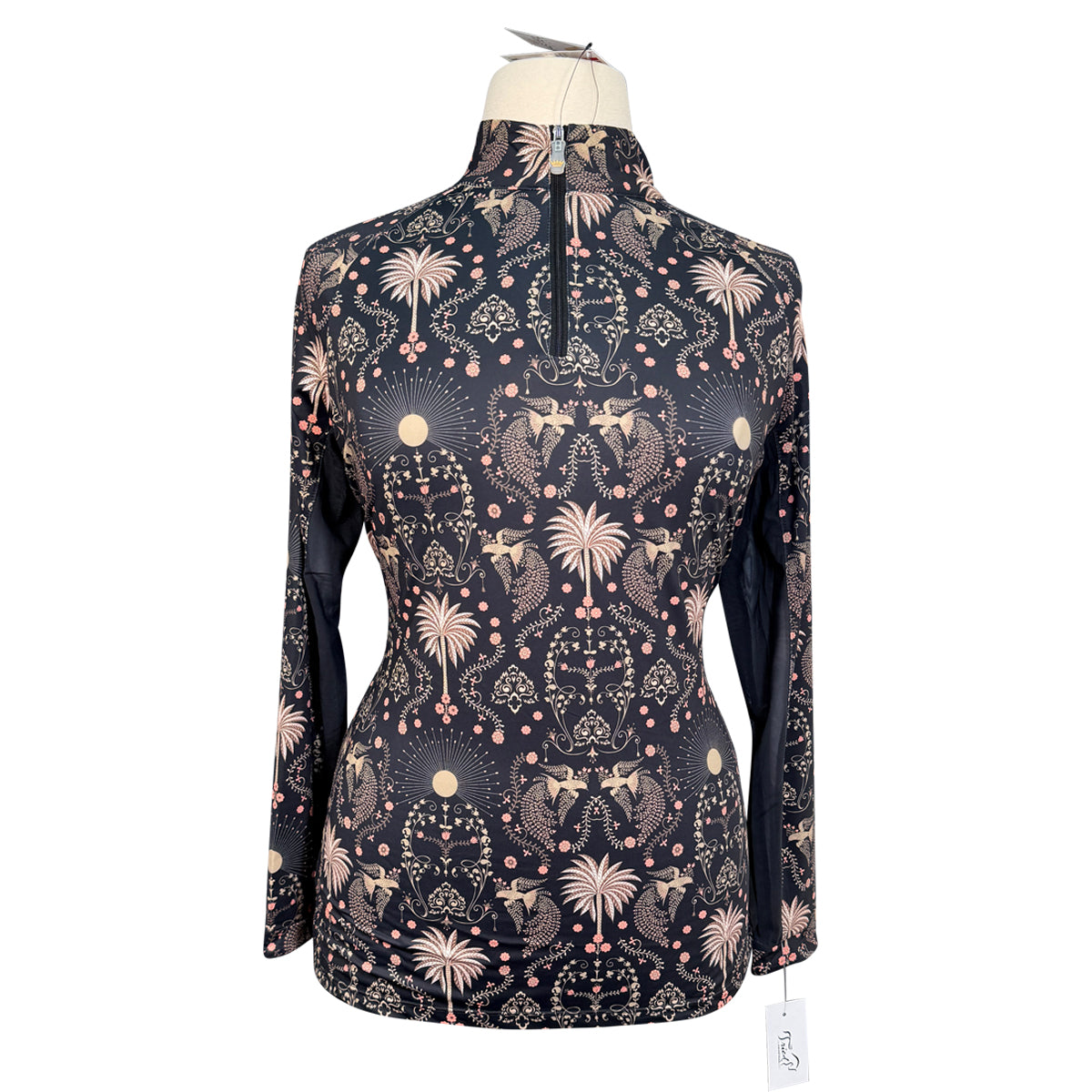 Kastel Long Sleeve 1/4 Zip Shirt in Dark Grey/Floral